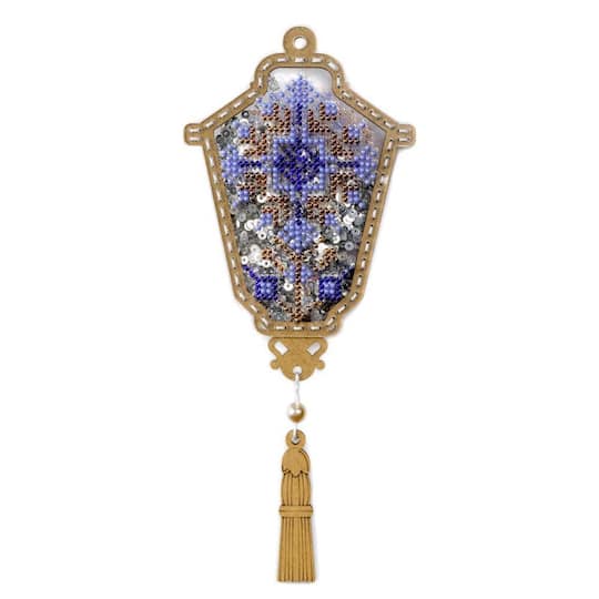 Wonderland Crafts Blue Lantern Christmas Ornament Bead Embroidery Kit
